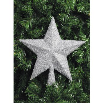 Špice na vánoční stromek ve tvaru hvězdy, stříbrná výška 28 cm od 79 Kč -  Heureka.cz