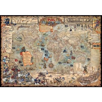 RayWorld Pirátská mapa světa - nástěnná mapa pro děti 138 x 97 cm Varianta: bez rámu v tubusu, Provedení: papírová mapa