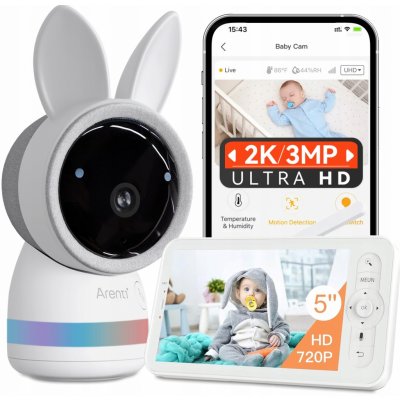 Arenti Dětská chůvička 2K Wi-Fi Video Baby Monitor s LCD Obrazovkou 6972055686806 – Zboží Mobilmania