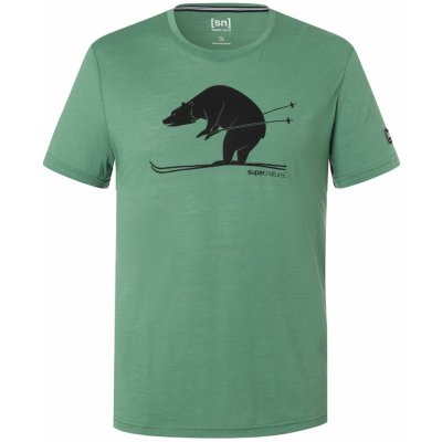 super natural pánské merino tričko Skiing Bear Tee Dark Ivy/Jet black – Zbozi.Blesk.cz