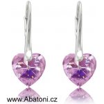 Swarovski Elements Heart krystal stříbrné náušnice visací fialové srdce srdíčka 31125.3 Violet fialová velmi světlá lila – Hledejceny.cz