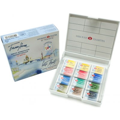 Saint Peterburg Akvarelové barvy White Nights Export Series 12 barev, plastová kazeta – Hledejceny.cz