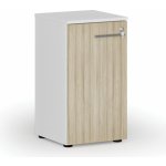 Primo Nízká kancelářská skříň s dveřmi WHITE, 740 x 400 x 420 mm, bílá/dub přírodní – Zboží Mobilmania