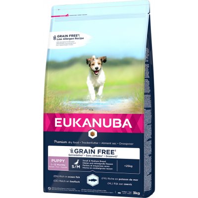 Eukanuba Puppy & Junior Small & Medium Grain Free Ocean Fish 2 x 3 kg