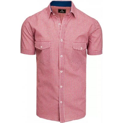 Dstreet pánská košile s krátkým rukávem Nalnt KX0957 36633-7 červeno-bílá