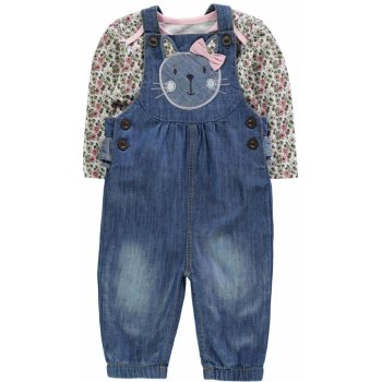 Crafted 2 Piece Dungaree set Baby Girls Denim Pink