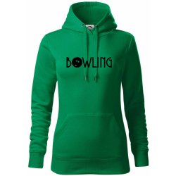 Bowling nápis mikina dámská Cape s kapucí Středně zelená