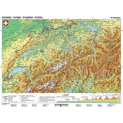 Švýcarsko/Rakousko - obecně geografická mapa - mapa A3 – Zbozi.Blesk.cz