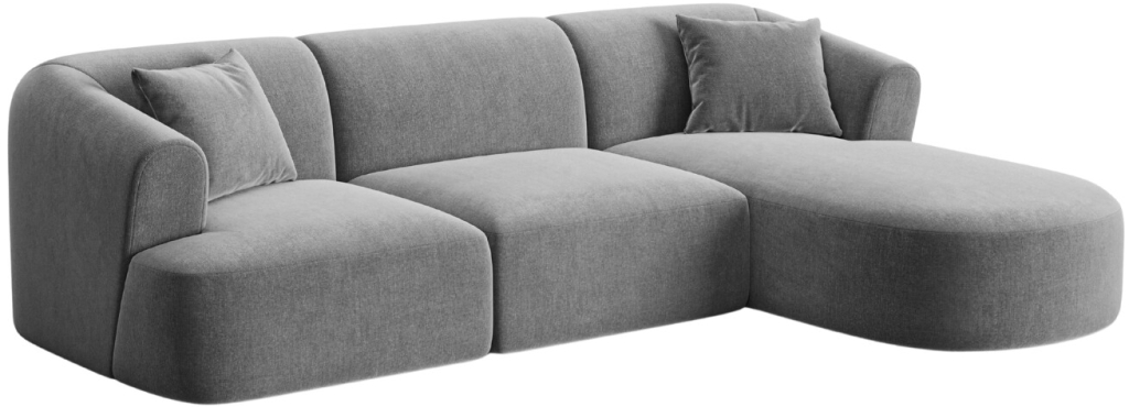 Cosmopolitan Design Rohová pohovka Campi Šedá sametová 256 cm, pravá
