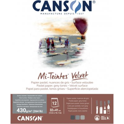 Canson Skicák pro pastely Mi-Teintes VELVET Grey v lepené vazbě 32 x 41 cm 430g 12 listů – Hledejceny.cz