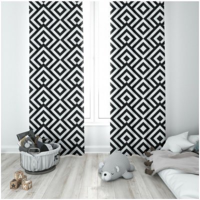 Mondo Italia Hotový závěs na kroužcích 140x250 cm černobílý, romby 140x250 cm Vícebarevná – Zboží Dáma