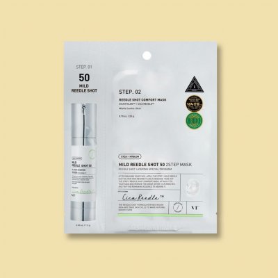 VT Cosmetics Dvoustupňová posilující maska na obličej s mikrojehličkami Mild Reedle Shot 50 2-Step Mask 1.5 g 25 g 1 ks – Sleviste.cz