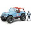 Sběratelský model Bruder Terénní závodní auto Jeep Cross Country modré s figurkou závodníka 02541 12021D 1:16