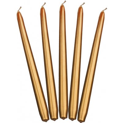 PartyDeco Kónické svíčky zlaté 10 ks - svíčky na slavnostní svatební stůl – Zboží Mobilmania