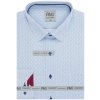 Pánská Košile AMJ pánská bavlněná košile dlouhý rukáv prodloužená délka modrá kolečka a puntíky bílá VDBPR1319