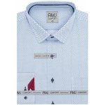 AMJ pánská bavlněná košile dlouhý rukáv slim fit bílá modrá kolečka a puntíky VDSBR1319 – Zboží Mobilmania