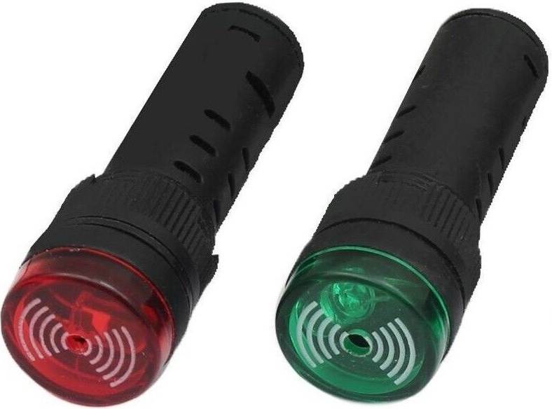 Onpira Signální kontrolka 12 V a 24 V s LED a bzučákem Červená, 12 V, 19 mm