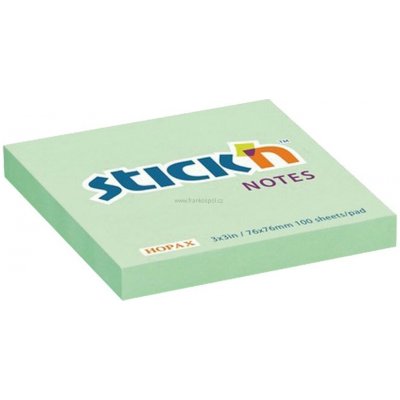 Samolepicí bloček Stick'n by HOPAX, 76 x 76 mm, 100 lístků, pastelový zelený – Hledejceny.cz