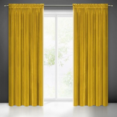EUROFIRANY ZATEMŇOVACÍ ZÁVĚS NA PÁSCE SAMANTA 140X270 CM HOŘČICOVÁ – Hledejceny.cz