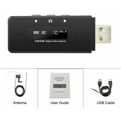 DAB přijímač přes FM modulátor / AUX výstup, napájení USB-A – Zboží Živě