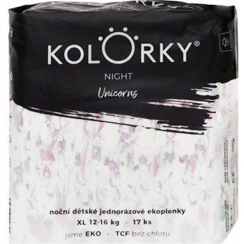 Kolorky NIGHT Jednorožci XL 12-16 kg noční 17 ks