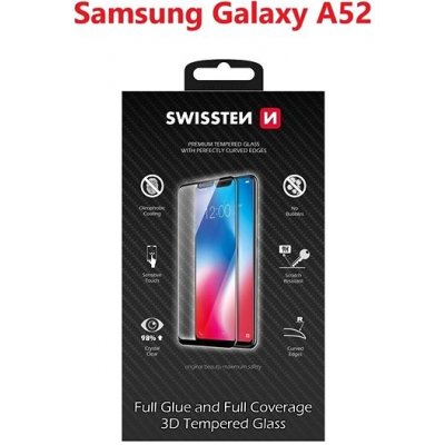 SWISSTEN sklo 3D full glue glass Samsung A525F Galaxy A52 černé; 64701880 – Zboží Živě