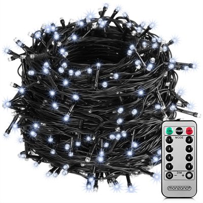 Goleto Vánoční LED osvětlení 20 m s dálkovým ovládáním | studená bílá 200 LED