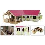 Kids Globe 610210 Stodola se stájemi pro koně a růžovou střechou 1:24 – Sleviste.cz