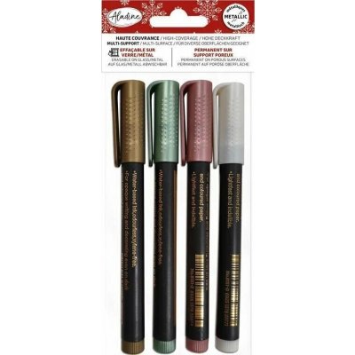 Aladine 85529 Sada permanentních fixů Metallic Colors 4 ks – Zboží Mobilmania