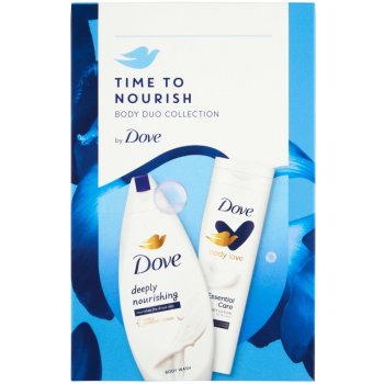 Dove Original sprchový gel Deeply Nourishing 250 ml + tělové mléko Essential Care 250 ml dárková sada