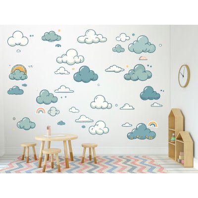 Nalepte.cz Mraky a obláčky samolepky na zeď arch 46 x 24 cm – Zboží Dáma