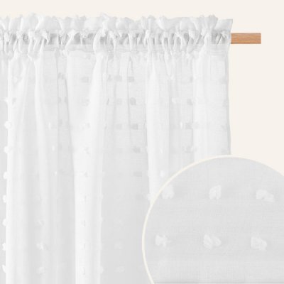 Bílá záclona s řasící páskou se čtverečkovým vzorem biela Šírka 140 cm | Dĺžka 230 cm