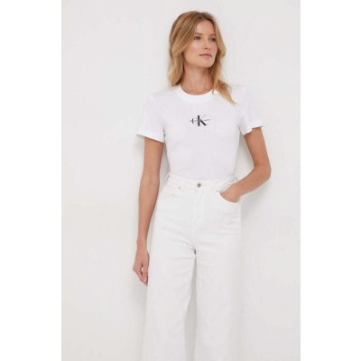 Calvin Klein Jeans Bavlněné tričko J20J222564 bílá – Zboží Mobilmania