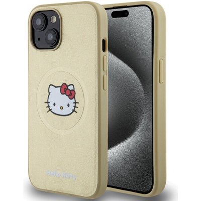 Hello Kitty kožené pouzdro s hlavou Kitty a MagSafe na iPhone 14 zlaté – Hledejceny.cz