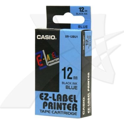 Páska do tiskárny štítků Casio XR-12BU1 12mm černý tisk/modrý podklad – Zboží Mobilmania