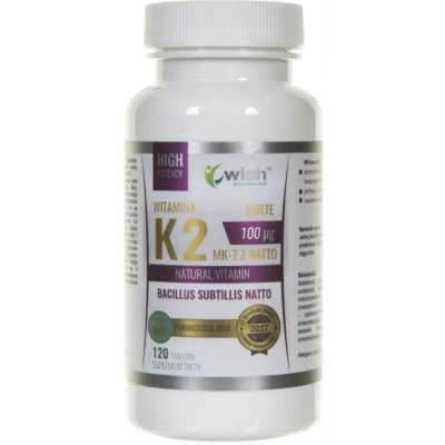 Wish Pharmaceutical Vitamin K2 MK-7 Natto 100 µg 120 tablet – Hledejceny.cz