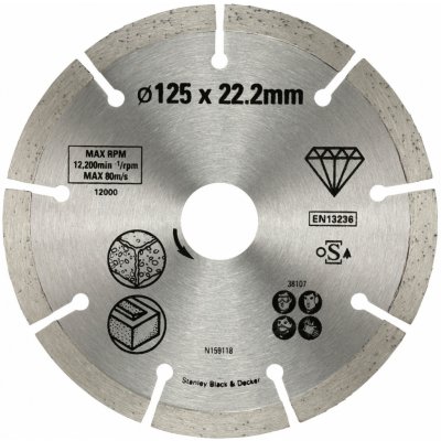 Stanley Diamantový kotouč segmentový 125 x 22,2 mm STA38107 – Hledejceny.cz