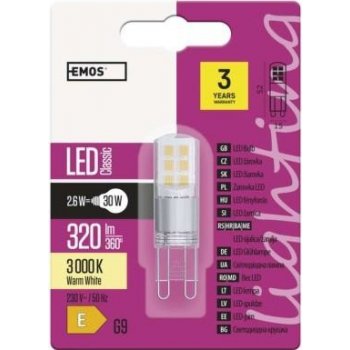 Emos LED žárovka Classic JC 2,6W G9 teplá bílá ZQ9533