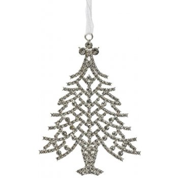 Vánoční dekorace stromeček na zavěšení s flitry zlatý/stříbrný 1ks 0,2x7,5x10 cm Zlatý