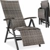 Zahradní židle a křeslo tectake 404577 zahradní ratanové křeslo relax s opěrkou pro nohy šedá