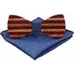 Miranda motýlek s kapesníčkem P07 dřevěný – Zboží Mobilmania