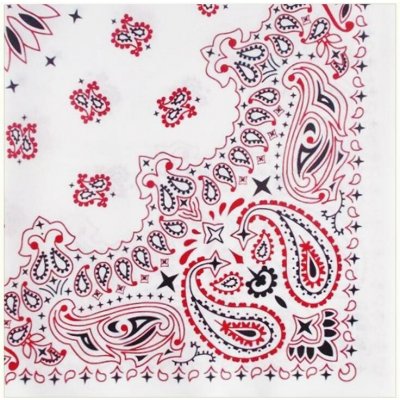 Woodrow bandana šátek bílá/černá/červená – Zboží Mobilmania