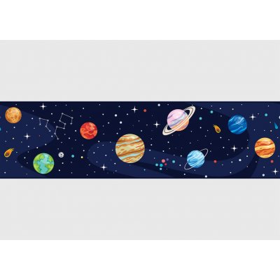 AG Design WBD-8491 Dětská samolepící bordura Planety Ve Vesmíru, rozměry 5 m x 13,8 cm – Zboží Dáma