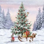 Ubrousek 33 x 33 cm Vánoční stromeček – Zboží Dáma