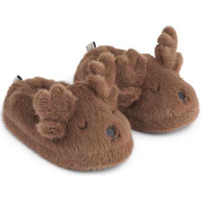 Liewood Chlupaté pantoflíčky Aviaja Reindeer Pecan – Sleviste.cz