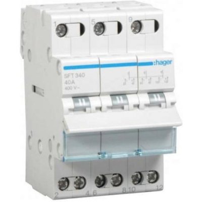Hager SFT340 Skupinový přepínač (I-0-II) 3P / 40A - výstupní kontakt horem – Sleviste.cz