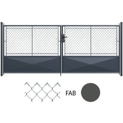 Brána dvoukřídlá s plechem, antracit, 4HR výplet, FAB 3000 x 1600 mm, balení 1 ks – Sleviste.cz
