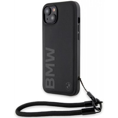 BMW iPhone 15 hardcase Signature Leather Wordmark Cord černé