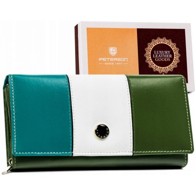 PETERSON Středně velká dámská kožená peněženka zelená multicolor 3690-BWT