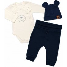 Baby Nellys Zavinovací body dl.rukáv tepláčky a čepička Little Bear granát